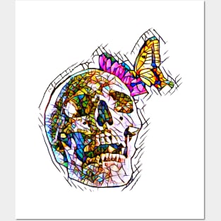 Skull Butterfly Mosaic Art Posters and Art